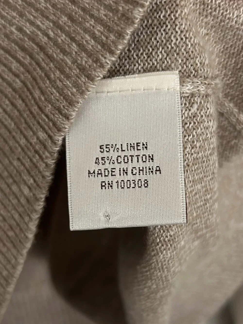 Peter Millar Sweater Mens Medium Linen Cotton Button Mock Neck Pullover Beige